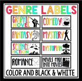 CLASSROOM LIBRARY - NOVEL GENRE LABELS, POSTERS, SIGN OUT SHEET