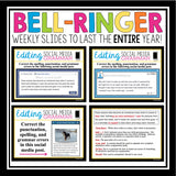 GRAMMAR BELL-RINGERS & TASK CARDS: EDITING SOCIAL MEDIA