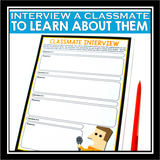 BACK TO SCHOOL ACTIVITY: CLASSMATE INTERVIEW