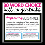 WORD CHOICE BELL RINGERS & TASK CARDS: IMPROVE VOCABULARY