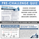 Apostrophes Punctuation Grammar Activity Escape Room Challenge, Slides, & Quiz