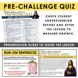 Run On Sentences Grammar Activity Escape Room Challenge, Presentation, and Quiz