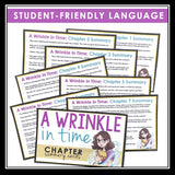A WRINKLE IN TIME CHAPTER SUMMARY CARDS