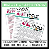 April Fools' Day Activities - Nonfiction Reading, Student Prank, and Writing