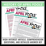 APRIL FOOLS' DAY ACTIVITIES NONFICTION READING, STUDENT PRANK, & WRITING