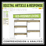 DIGITAL NONFICTION ARTICLE & ACTIVITIES INFORMATIONAL TEXT: ECO-FRIENDLY LIVING