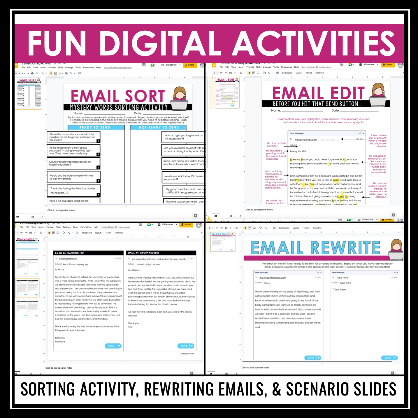 Program Activity Plan Email Sample Email Etiquette How to Write an Email Lesson, Activities, Assignments ...