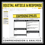 DIGITAL NONFICTION ARTICLE AND ACTIVITIES INFORMATIONAL TEXT: EXAMINING EMOJIS
