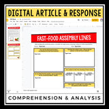Nonfiction Reading Comprehension Digital Activities - Fast Food Assembly Lines