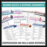 Greek Mythology Unit - Greek Gods Reading Activities, Quizzes, and Final Project