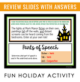 DIGITAL HALLOWEEN PARTS OF SPEECH TASK CARDS ACTIVITY