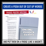 Poetry Writing Activity - Refrigerator Poetry Hands-On Writing - Magnetic Poem