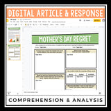 DIGITAL NONFICTION ARTICLE & ACTIVITIES INFORMATIONAL TEXT: MOTHER’S DAY REGRET