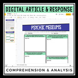 DIGITAL NONFICTION ARTICLE AND ACTIVITIES INFORMATIONAL TEXT: PSYCHIC MEDIUMS