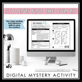 Close Reading Digital Mystery Inference Activity - Who Stole the Bunny Mascot?