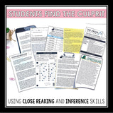 Close Reading Mystery Inference Activity - Who Stole the Bunny Mascot?