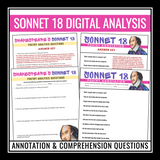 Shakespearean Sonnet Writing Analysis of Sonnet 18 Poetry Activities - Digital