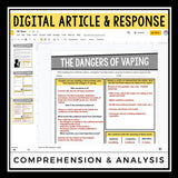 DIGITAL NONFICTION ARTICLE & ACTIVITIES INFORMATIONAL TEXT: DANGERS OF VAPING