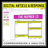 DIGITAL NONFICTION ARTICLE AND ACTIVITIES INFORMATIONAL TEXT: THE NUMBER 13