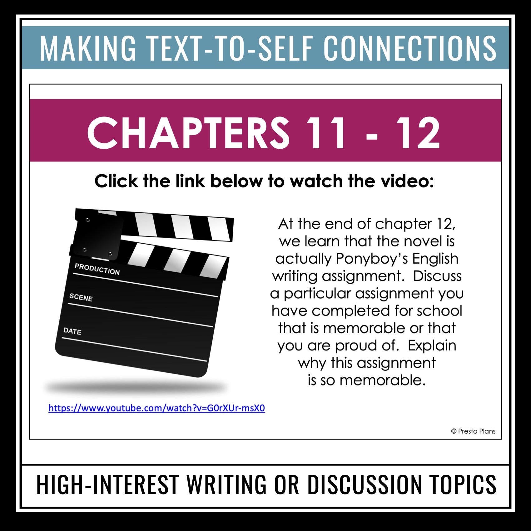 The Outsiders Writing Prompts - Video Clips and Journal Writing