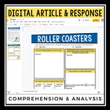 DIGITAL NONFICTION ARTICLE AND ACTIVITIES INFORMATIONAL TEXT: ROLLER COASTERS