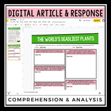 DIGITAL NONFICTION ARTICLE & ACTIVITIES INFORMATIONAL TEXT: DEADLIEST PLANTS