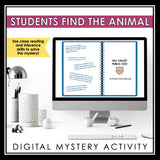 Close Reading Digital Mystery Inference Activity - Animal Zoo Escape