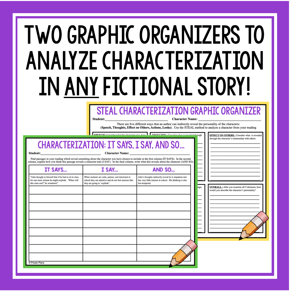 Characterization graphic organizer