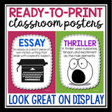 Literary Genre Posters - Back to School ELA Reading Genre Bulletin Board Decor