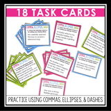 Comma, Ellipsis, & Dash Punctuation Lesson - Grammar Presentation & Assignments