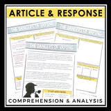 NONFICTION ARTICLE & ACTIVITIES INFORMATIONAL TEXT: DANGERS OF VAPING