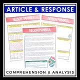 NONFICTION ARTICLE AND ACTIVITIES INFORMATIONAL TEXT: NELSON MANDELA