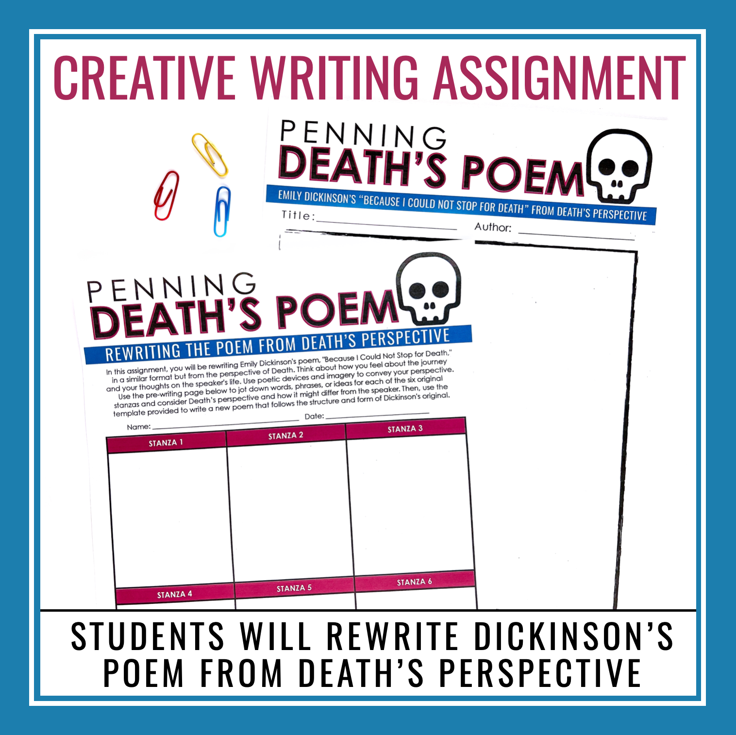 Because I Could Not Stop For Death by Emily Dickinson Lesson and