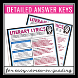 Figurative Language in Song Lyrics Assignment - Music Poetry Activity