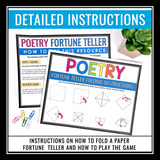 Poetry Terms Paper Fortune Teller Activity - Figurative Language Game