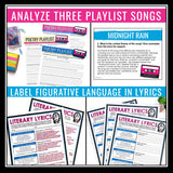 Poetry Music Activities - Song Lyrics Assignments and Presentations Bundle