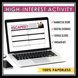 Close Reading Digital Mystery Inference Activity - Animal Zoo Escape