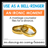 Irony Bell Ringers - Funny Situational Irony Literary Device Posters or Warm Ups